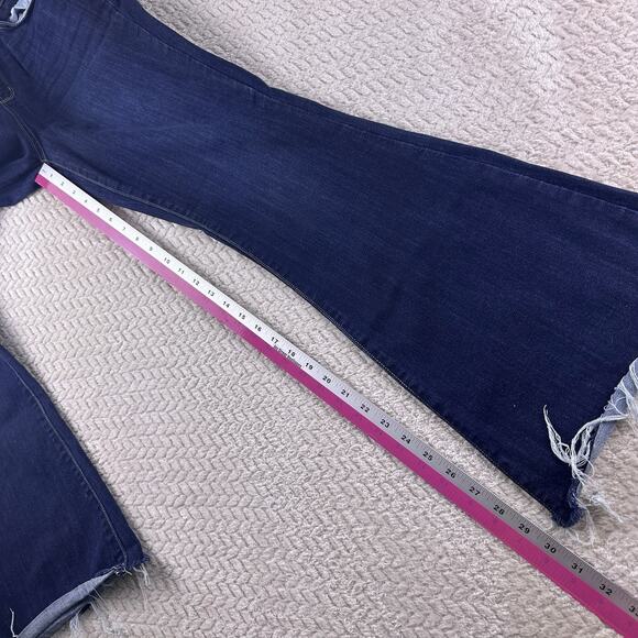 Judy‎ Blue Flare Los Angeles Jeans Womens 11/30 Raw Hem Zip Dark Wash - Picture 9 of 14